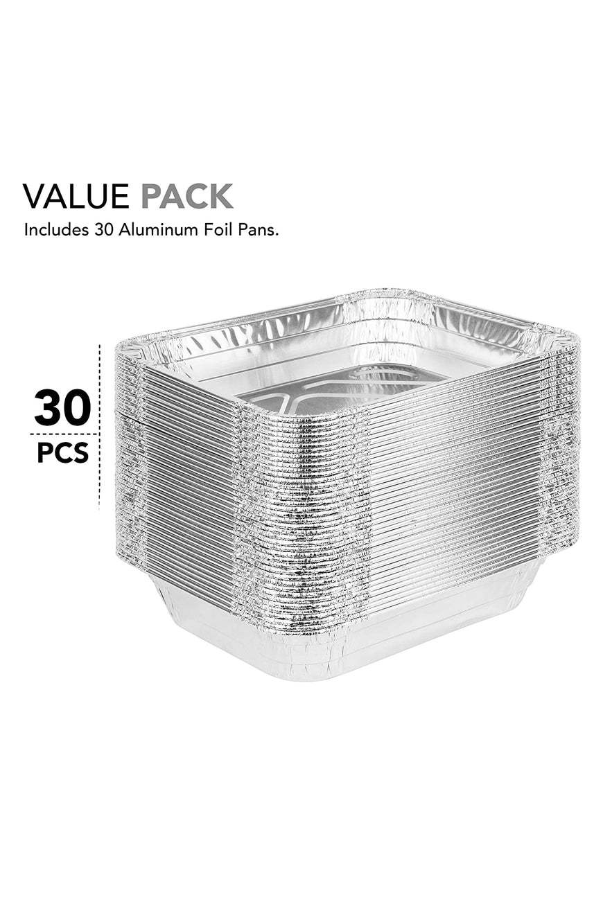 Aluminum Pans 9x13 Disposable Foil Pans (30 Pack) - Half Size Steam Table Deep Pans - Tin Foil Pans Great for Cooking, Heating, Storing, Prepping Food