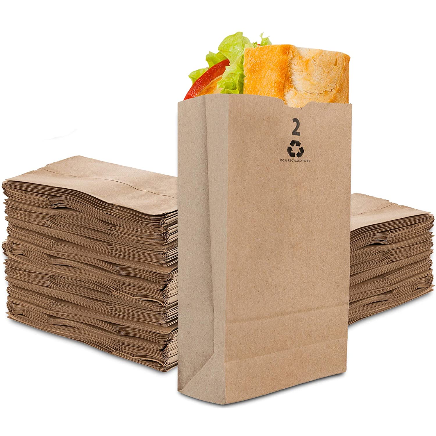 Stock Your Home 2 Lb Kraft Brown Paper Bags (250 Count) - Small Kraft