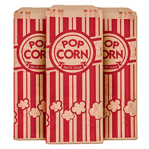 Stock Your Home Kraft Popcorn Bags (500 Pack) - Vintage Striped Eco