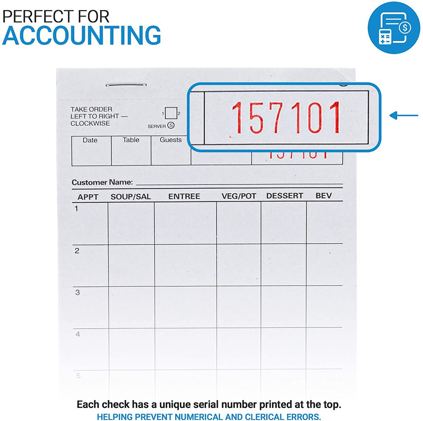 Stock Your Home White Guest Check Pads (10 Count) - 1 Part Guest Check Pads - Server Notepads and Waitress Order Pads - Check Pads for Diners, Restaurants, Food Trucks, Takeout and Delivery Services