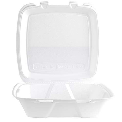 Stock Your Home 9 Inch Clamshell Styrofoam Containers (25 Count) - 1 Compartment Food Containers - Large Carry Out Food Containers - Insulated Clamshell Take Containers for Delivery, Restaurants