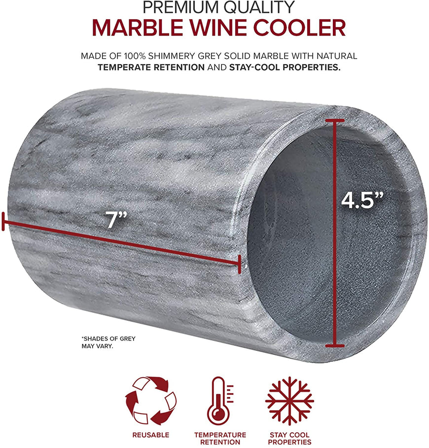 Modern Innovations Elegant Grey Marble Wine Cooler & Champagne Chiller - Kitchen Utensil Holder, Tool Storage Organizer and Flower Vase