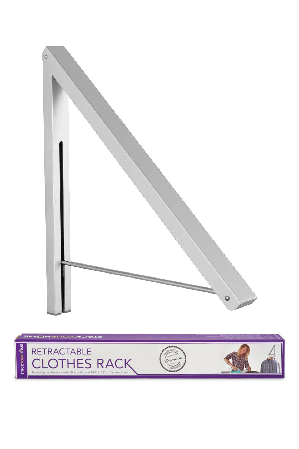 Stock Your Home Folding Clothes Hanger Wall Mounted Retractable Clothe