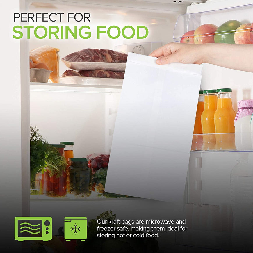 Stock Your Home 12 Lb White Paper Bags (100 Count) - Eco Friendly White Lunch Bags - White Paper Bags for Packing Lunch & Snacks - Blank White Lunch Bags Paper for Arts & Crafts Projects