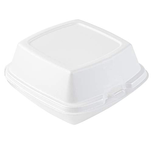 Stock Your Home 6 x 6 Clamshell Takeout Box (50 Count) - Foam Containers for Food - Small to Go Containers - Insulated Styrofoam Containers for Food, Sandwiches, Side Salads, Pasta, Delis, Cafes
