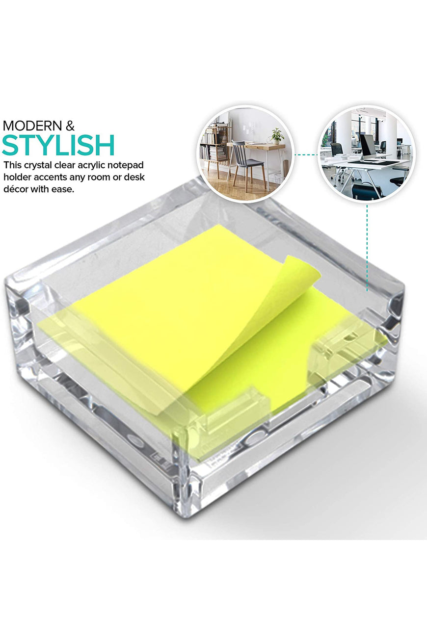Modern Innovations 3 x 3 Sticky Note Pad Holder W/O Pad, Acrylic, Crystal Clear
