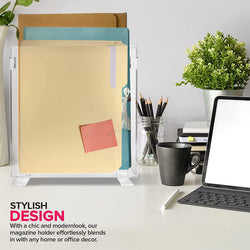Acrylic Magazine Holder - Crystal Clear Acrylic Holder - Shatterproof - Open Top - Space Saver - Acrylic Holder for Magazines, Publications, Office Desk, Reception, Waiting Room - Stock Your Home