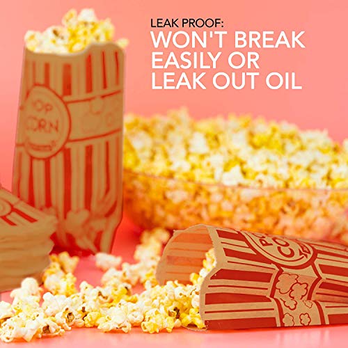 Stock Your Home Kraft Popcorn Bags (500 Pack) - Vintage Striped Popcorn Containers - Eco friendly Disposable Popcorn Bags - Recyclable Popcorn Bags For Movie Night, Theaters, Parties,Concession Stands