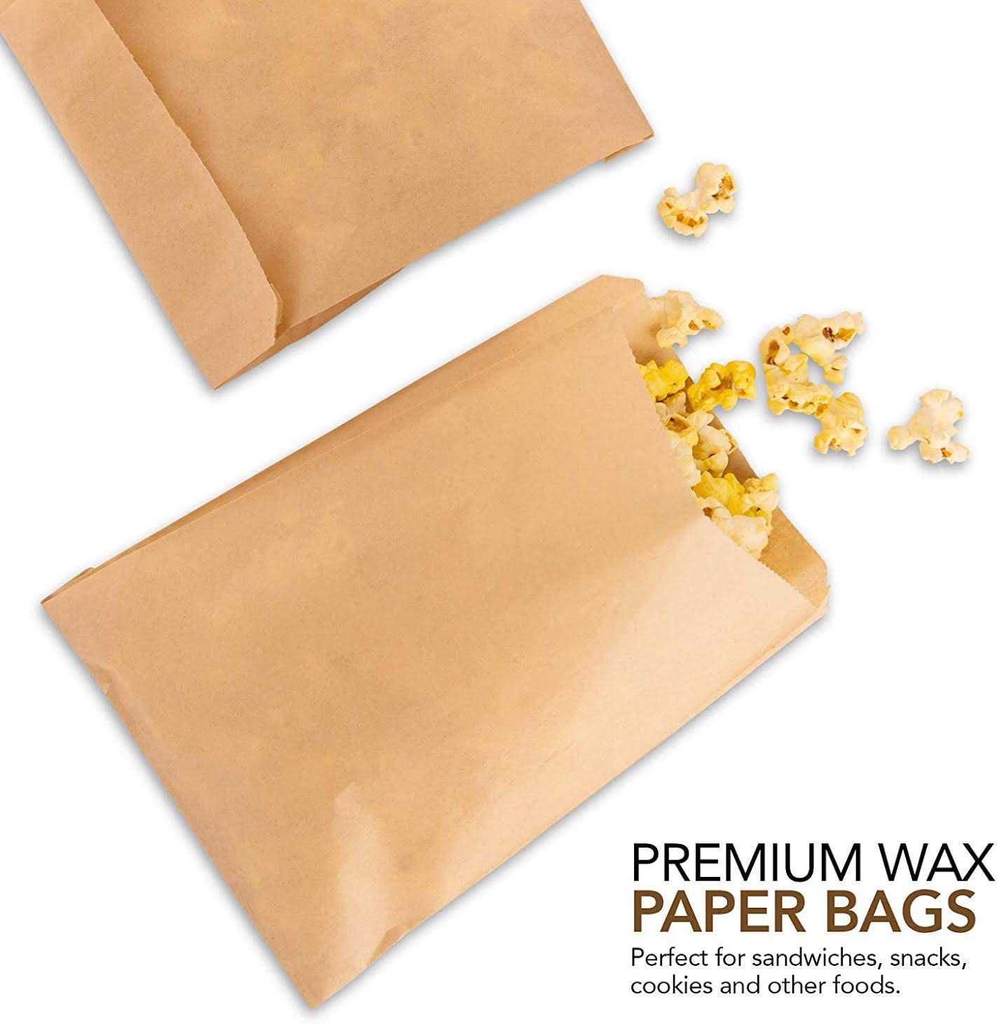 Paper Sandwich Bags Bulk Wax Paper (200 Pack) 7 x 6 x 1 Wet Wax