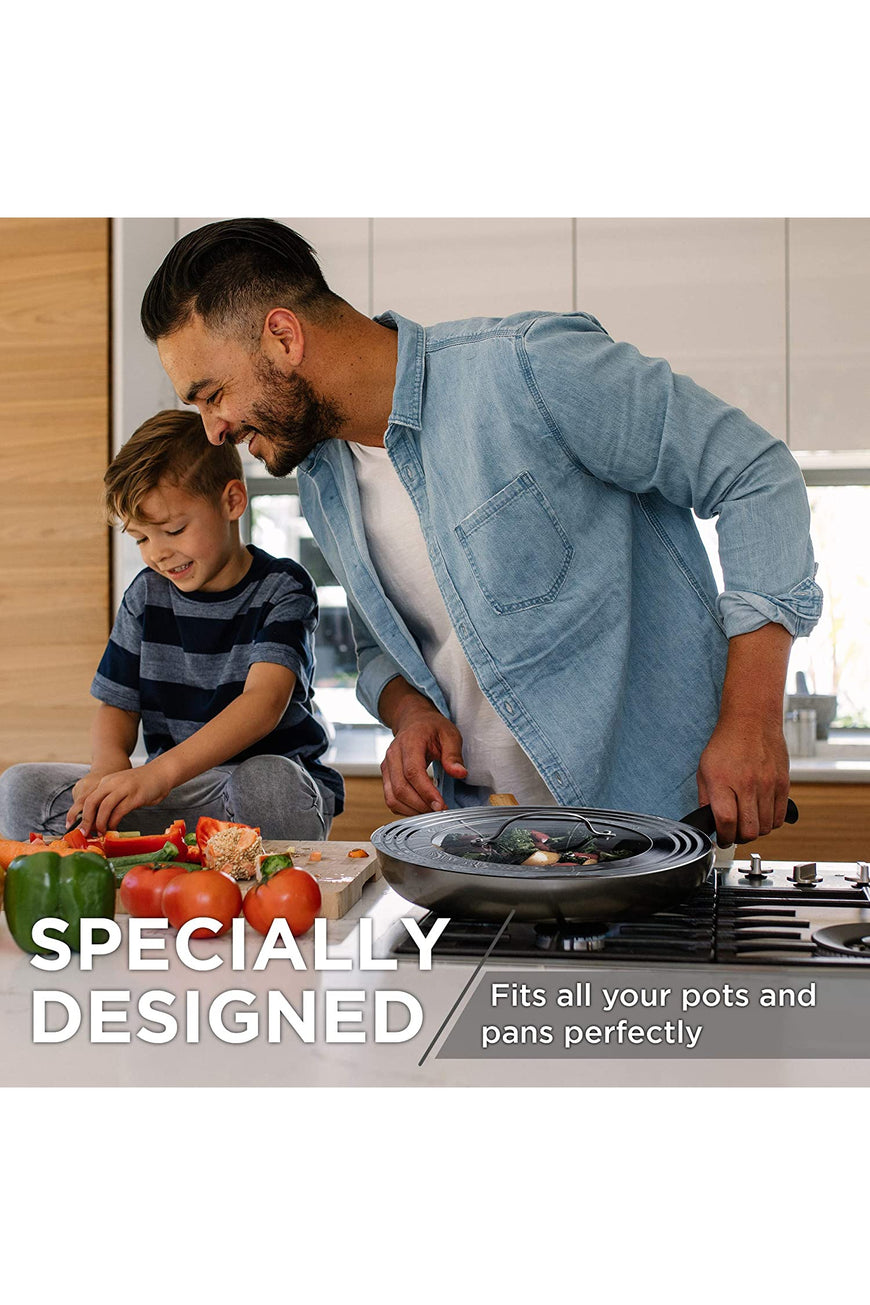Universal Lid for Pots, Pans and Skillets, Stainless Steel and Tempered Glass, Fits All 7 Inch to 12 Inch Pots and Pans, Replacement Cookware Frying Pan Cover and Cast Iron Skillet Lid