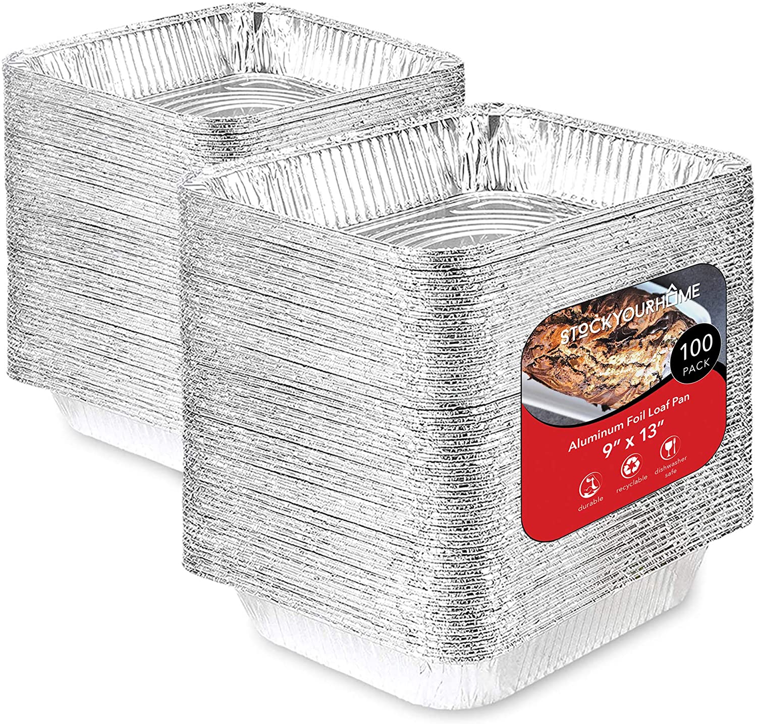With Lids 30-Pack Heavy Duty Aluminum Pans 9x13 Aluminum Foil Pans