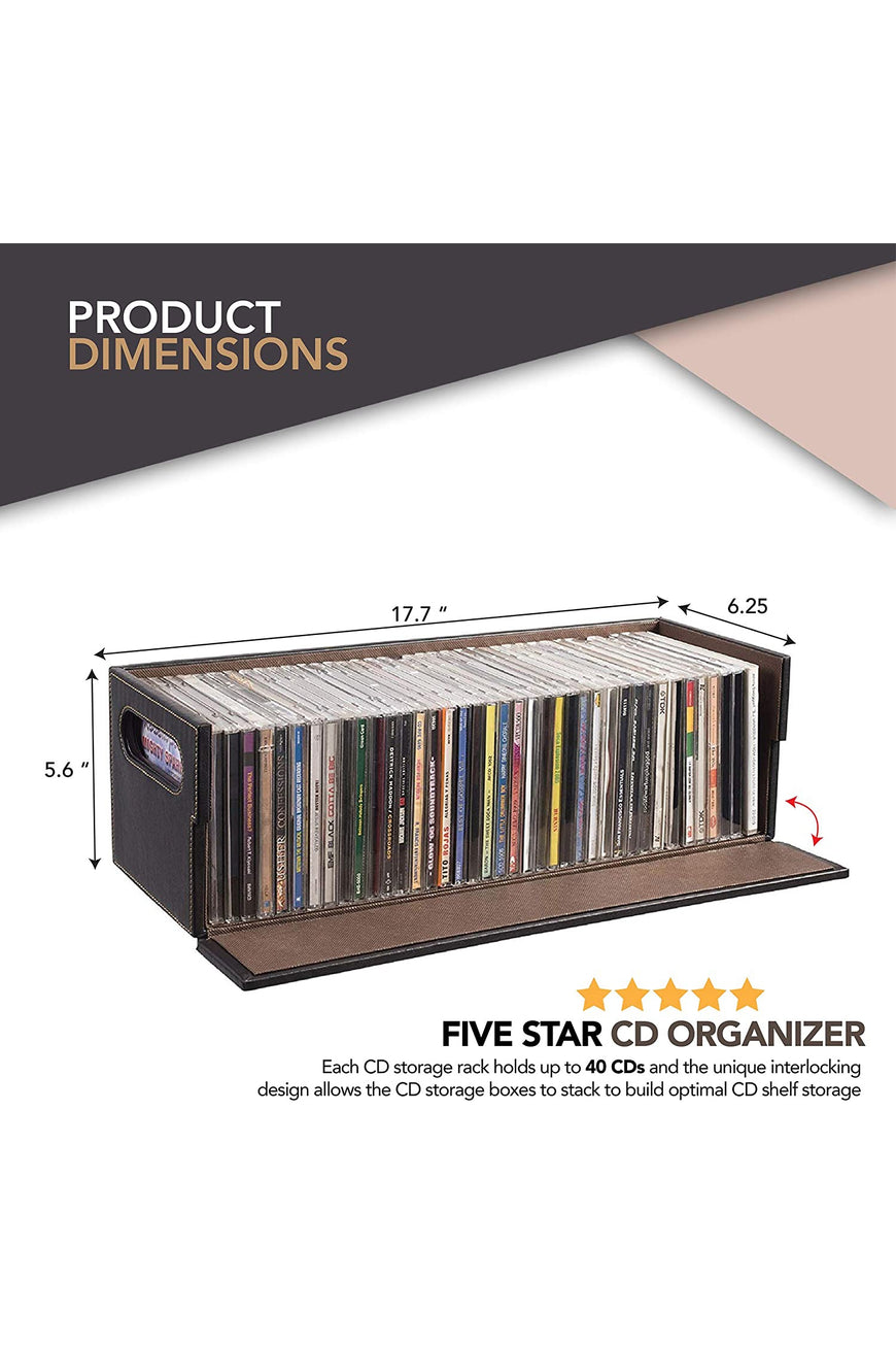 Stock Your Home CD Storage Box with Powerful Magnetic Opening - CD Tray Holds 40 CD Cases for Media Shelf Storage and Organization