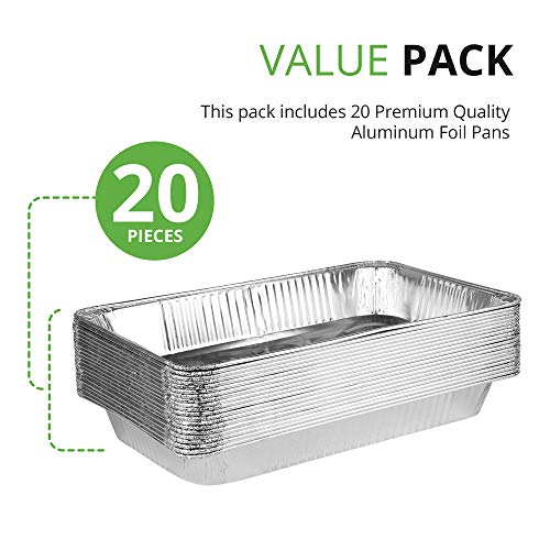Aluminum Pans Full size, Large Disposable Roasting & Baking Pan, 21x13 Deep Foil Pans (20 Pack) Extra Heavy Duty Chafing Trays for Hotels, Restaurants