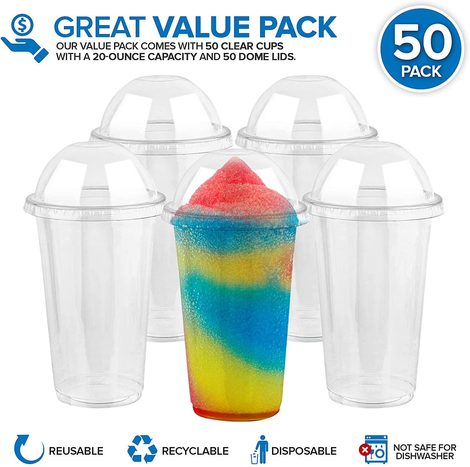 Great Value Disposable Foam Cups, 8 Ounce, 50 Count 