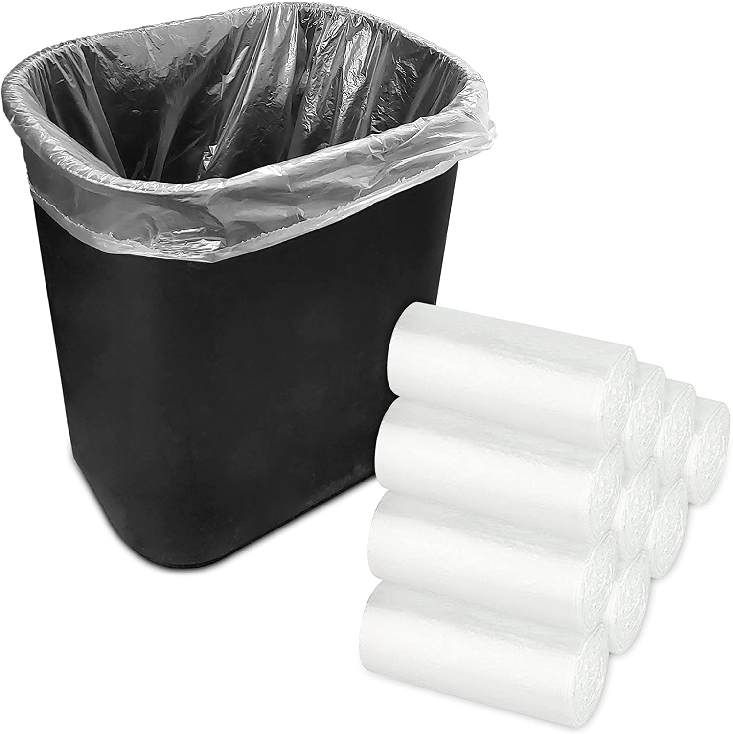Stock Your Home Gallon Clear Trash Bags (500 Pack) Disposable Plastic Garbage Bags Leak Resistant Waste Can Liner Small Bags for Office,