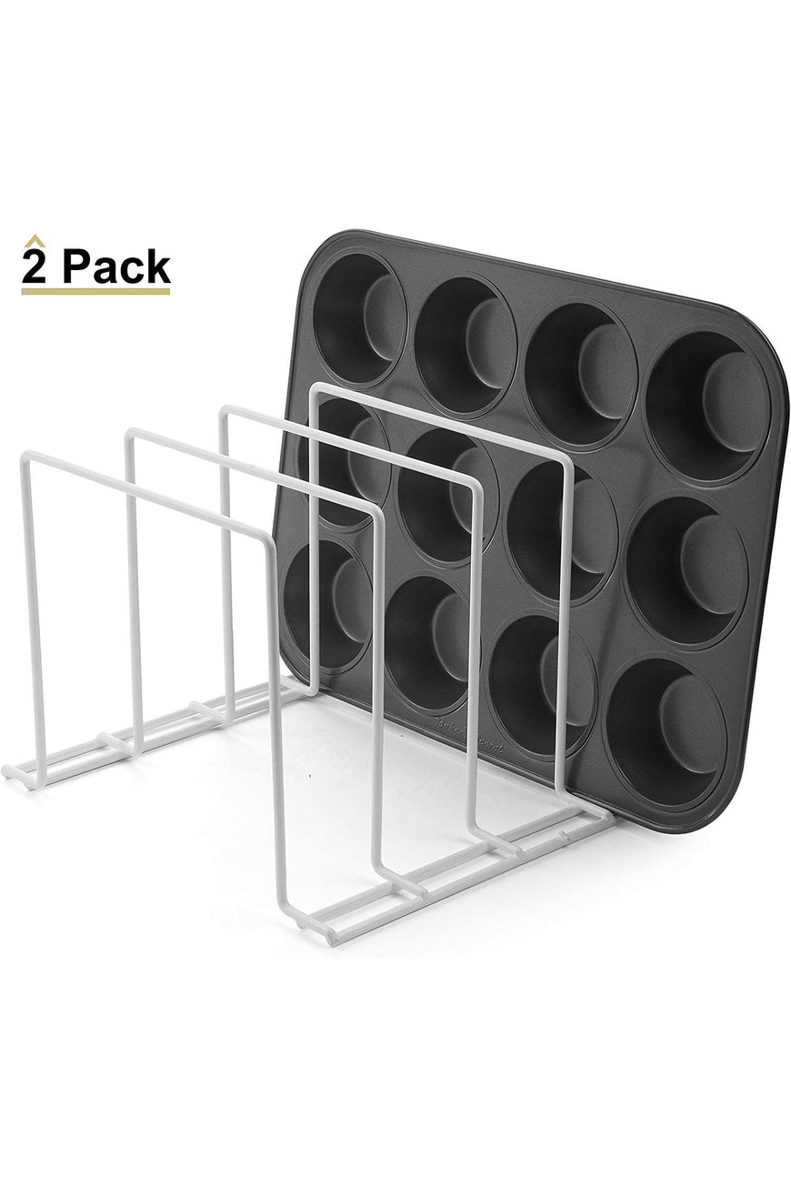 Stock Your Home Large Rust-Free Durable Coated Steel Bakeware Organizer, White, 2 Pack