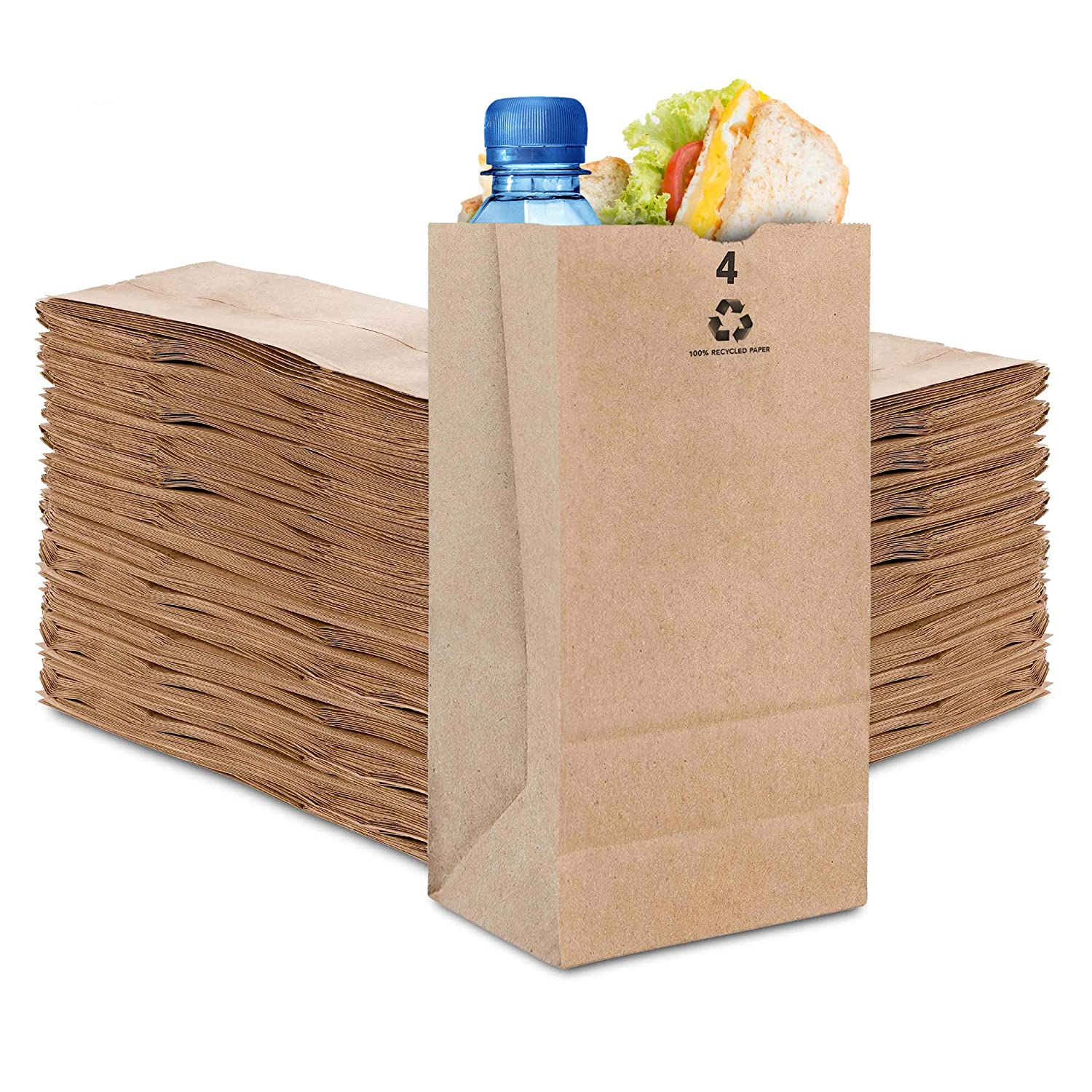 Stock Your Home 4 Lb White Paper Bags (250 Count) - Eco Friendly White  Lunch Bags - Small White Paper Bags for Packing Lunch - Blank White Lunch  Bags