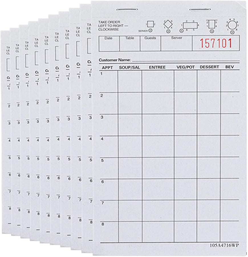 Stock Your Home White Guest Check Pads (10 Count) - 1 Part Guest Check Pads - Server Notepads and Waitress Order Pads - Check Pads for Diners, Restaurants, Food Trucks, Takeout and Delivery Services