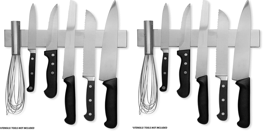2 Pack Modern Innovations 10 Inch Stainless Steel Magnetic Knife Bar with Multipurpose Use as Knife Holder, Knife Rack, Knife Strip, Kitchen Utensil Holder, Tool Holder, Art Supply Organizer, Home Organizer