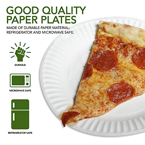 Great Value Uncoated Disposable Paper Plates, 9 inch, 100 Count