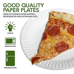 Stock Your Home 9-Inch Paper Plates Uncoated, Everyday Disposable Plates 9 Paper Plate Bulk, White, 200 Count