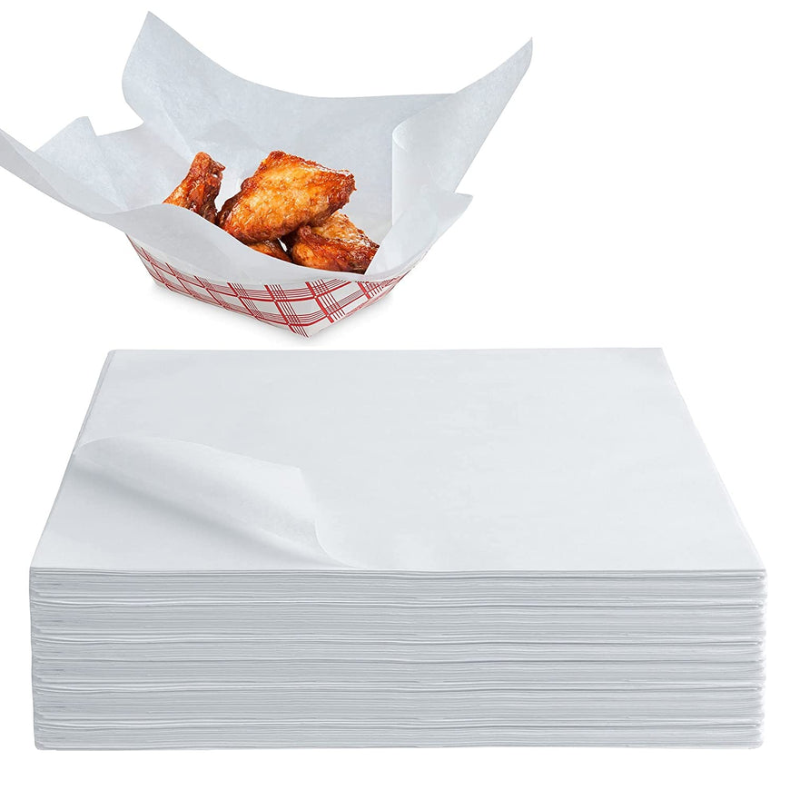 Stock Your Home 12 x 12 Grease Proof Deli Wrapper (500 Pack) - Pre Cut Natural Wax Paper Sheets - Recyclable Food Basket Liners - White Deli Papers For Sandwiches, Lining Wire Food Baskets, Food Trays