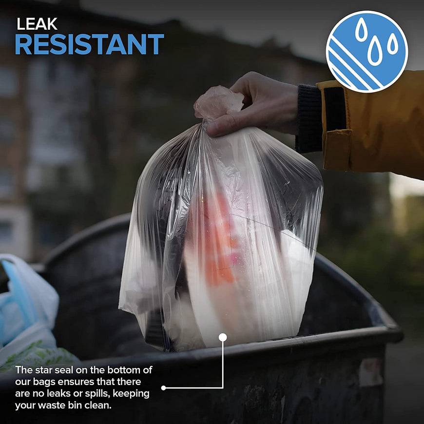Stock Your Home 2 Gallon Clear Trash Bags (200 Pack) - Disposable Plastic Garbage Bags - Leak Resistant Waste Can Liner - Small Bags for Office, Bathroom, Deli, Produce Section, Dog Poop, Cat Litter