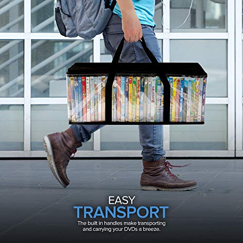 Stock Your Home DVD Storage Bags (2 Pack) - Transparent PVC Media Storage - Water Resistant DVD Holder Case with Handles - Clear Plastic Carrying Game Bag Storage for DVDs, CDs, Video Games, Books