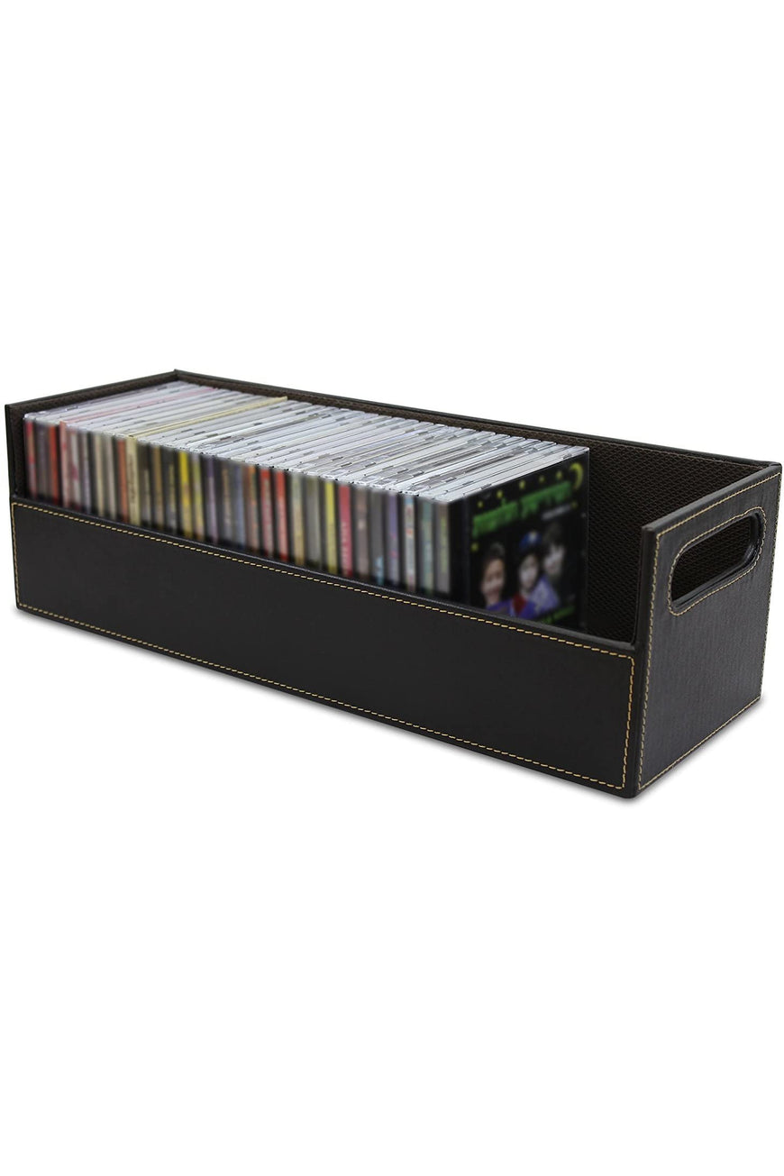 Stock Your Home CD Storage Box with Powerful Magnetic Opening - CD Tray Holds 40 CD Cases for Media Shelf Storage and Organization