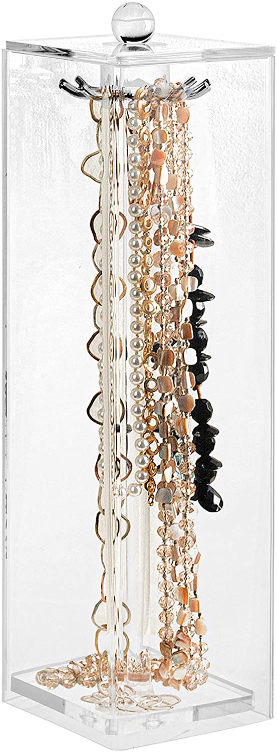 Stock Your Home Long Acrylic Jewelry Necklaces Stand with 12 Hooks