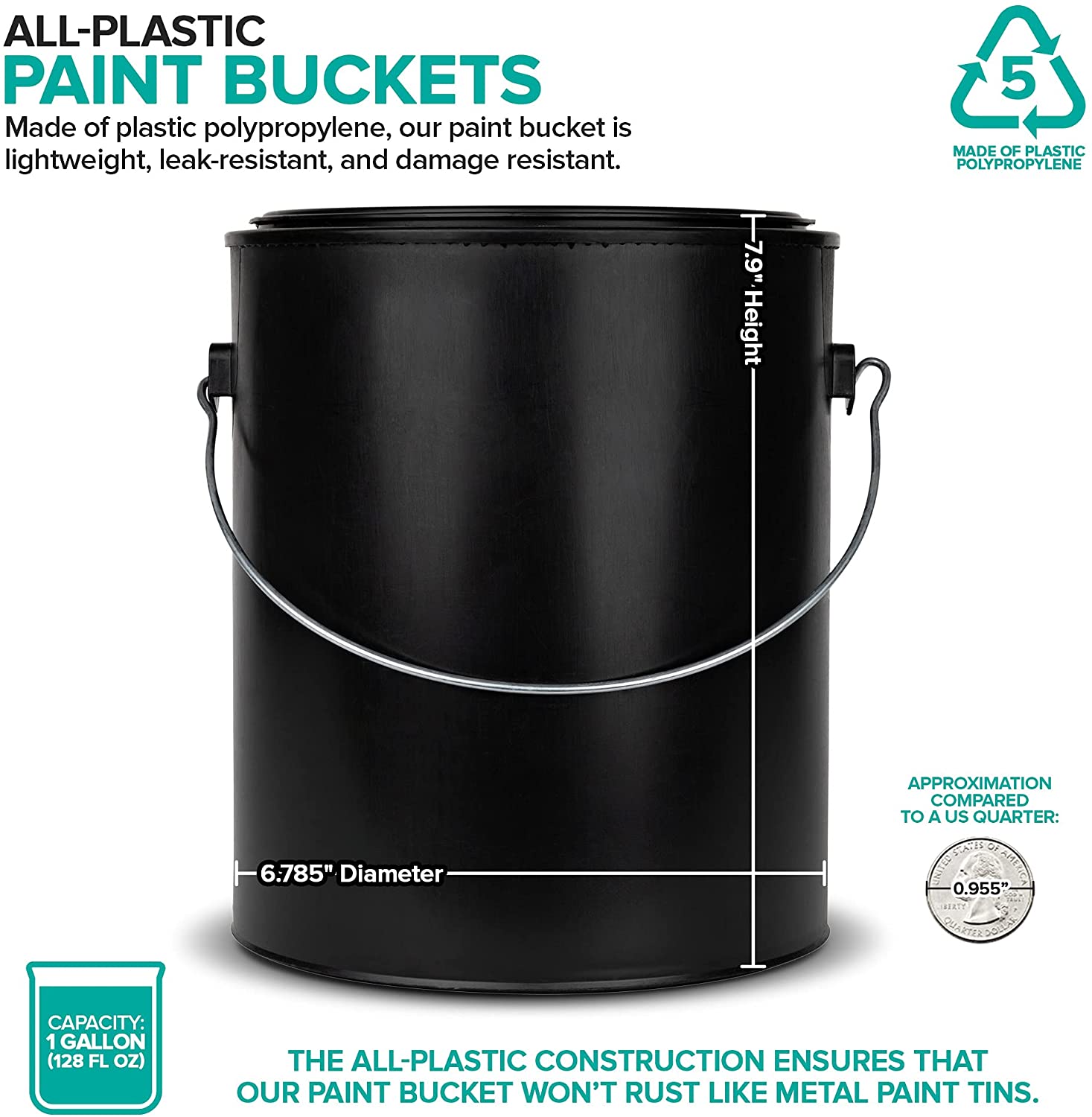 1-Quart Plastic Paint Bucket (3 Pack) - Triple Lock Airtight Seal - Mi –  Stock Your Home