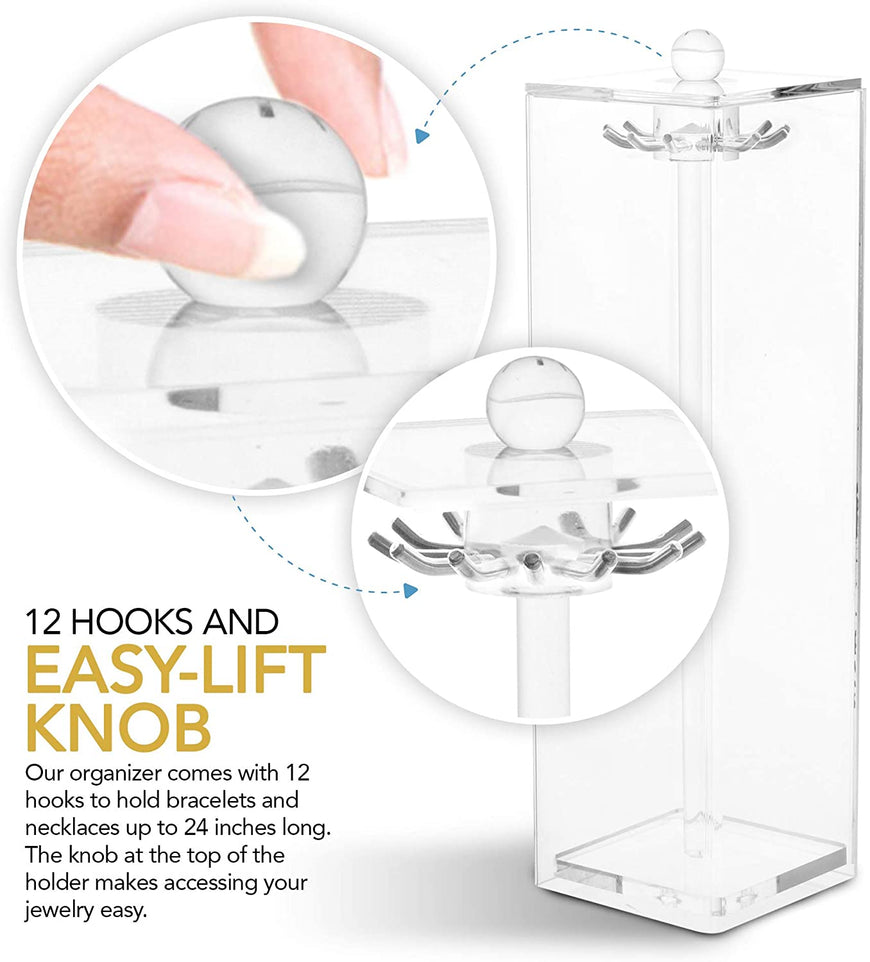 Stock Your Home Long Acrylic Jewelry Necklaces Stand with 12 Hooks