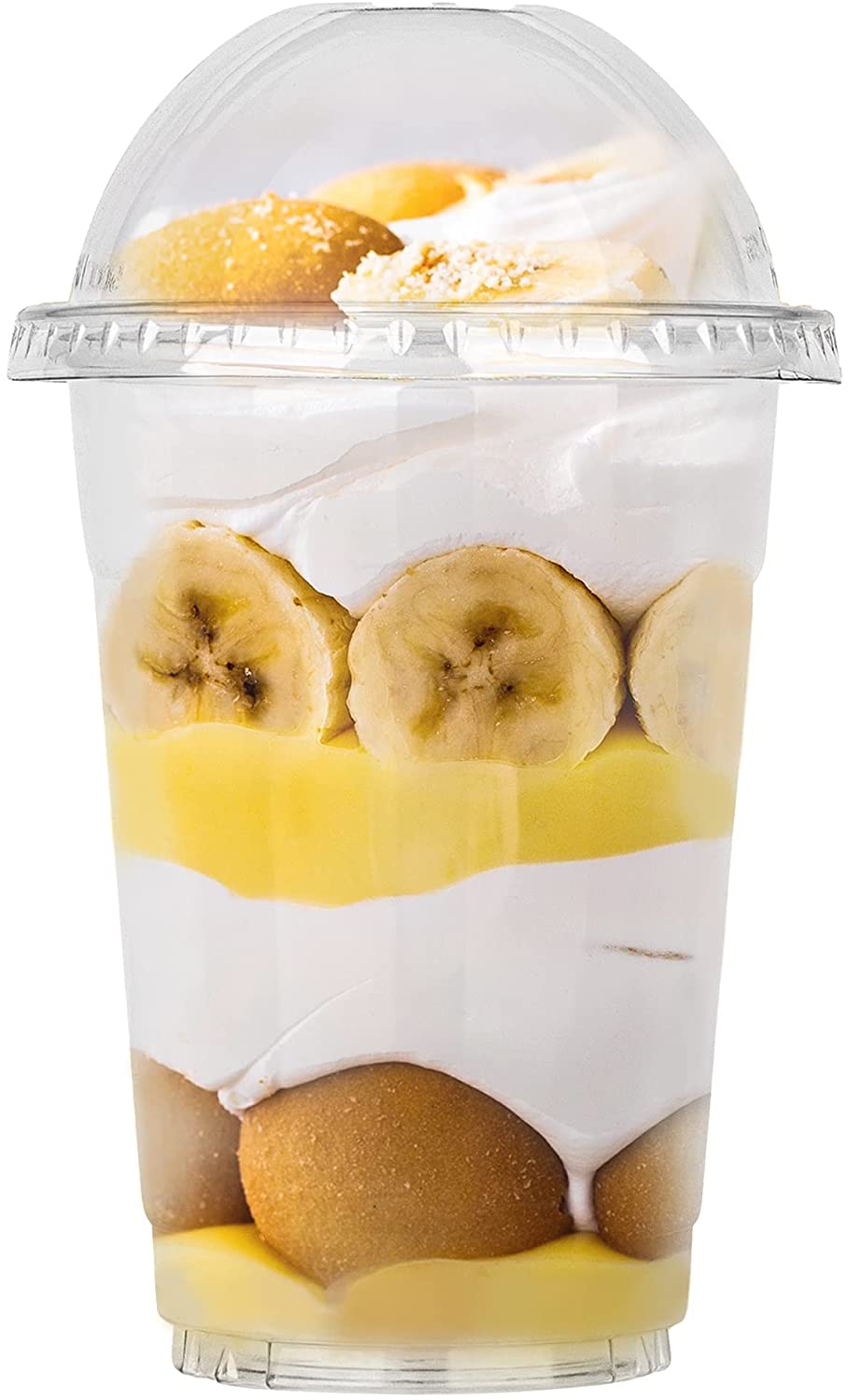 Clear Plastic Dessert Cups with Lids 8 oz (Set of 50) Small Disposable  Parfait Cup, Dome Lid - No Hole, 8-Ounce Party Fruit Containers, Banana  Pudding