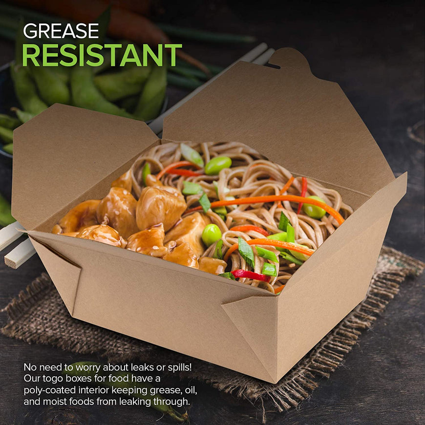 Microwavable Kraft Brown Take Out Boxes 112 oz (30 Pack) Disposable Food Containers - Recyclable Cardboard Lunch Box - Take Out Containers Disposable - to Go Boxes for Restaurants, Delivery, Catering