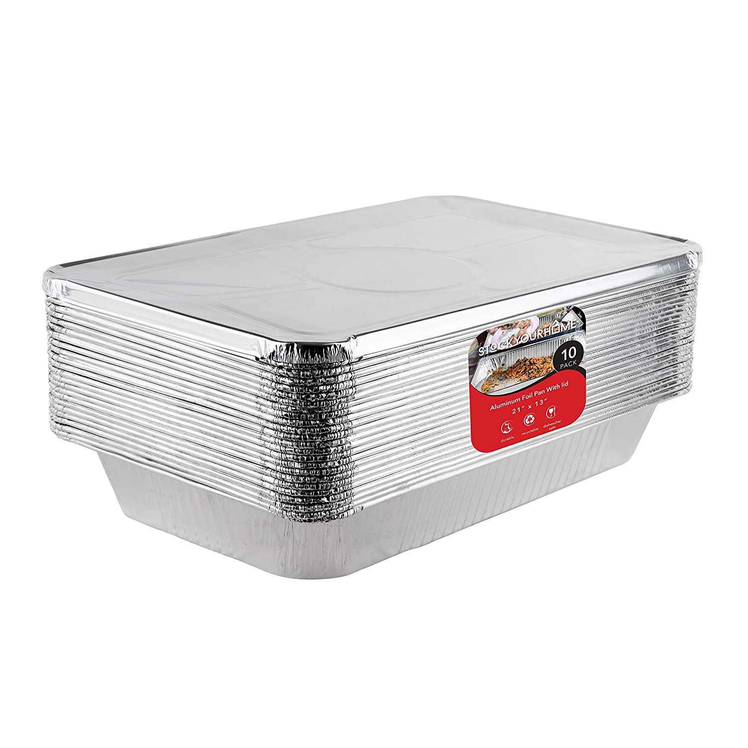 Stock Your Home 9x9 Aluminum Foil Pans - 8.75 L Rim (30 Pack