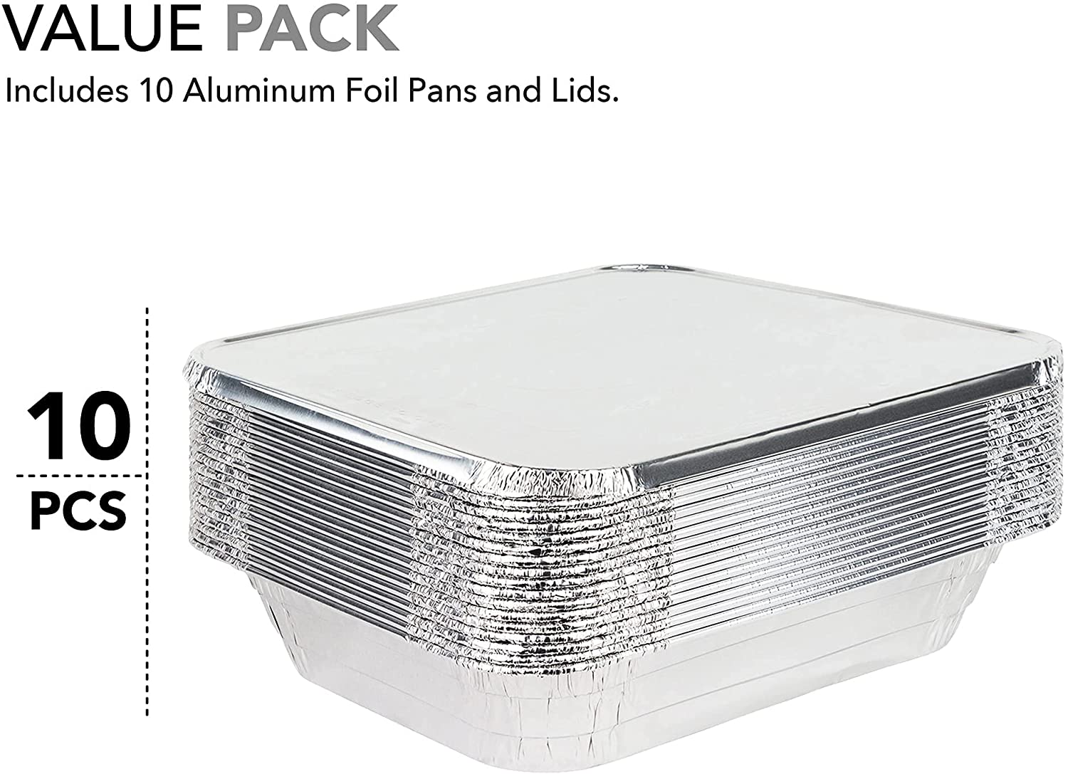 Stock Your Home 9x13 Pans with Lids (10 Pack) - Aluminum Foil Pans wit