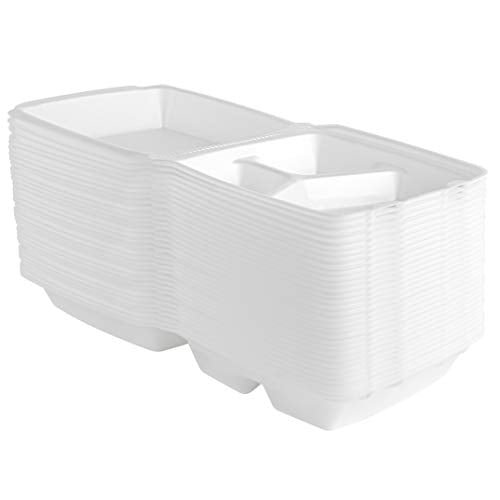 Large White 3 Compartment Food Containers - 8