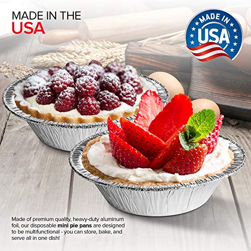 Stock Your Home 5 Inch Aluminum Foil Pie Pans (50 Count) - Disposable & Recyclable Mini Pie Pans - Foil Pie Tin for Bakeries, Cafes, Restaurants - Durable Mini Foil Pans for Pies, Fruit Tarts, Quiche