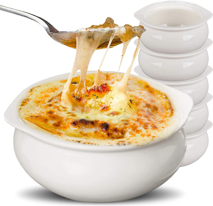 Stock Your Home 12 oz French Onion Soup Crock (4 Pack) -Two-Toned Brow