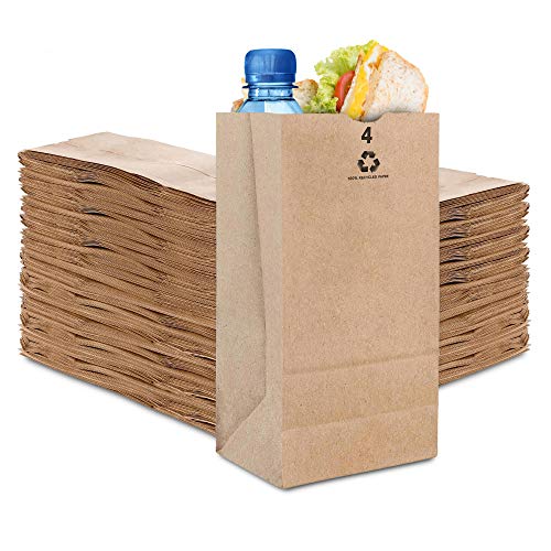 Stock Your Home 4 Lb Kraft Brown Paper Bags (250 Count) - Small Kraft Brown Paper Bags for Packing Lunch - Blank Kraft Brown Paper Bags for Arts & Crafts Projects