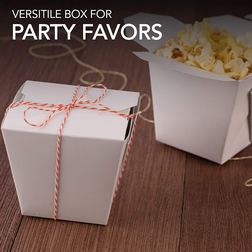 Paper Take Out Food Containers 16 Oz Microwaveable White Chinese Takeout Boxes (50 Pack) - Eco Friendly Disposable Leak and Grease Resistant Travel to Go Food Containers for Restaurants - Gift Box