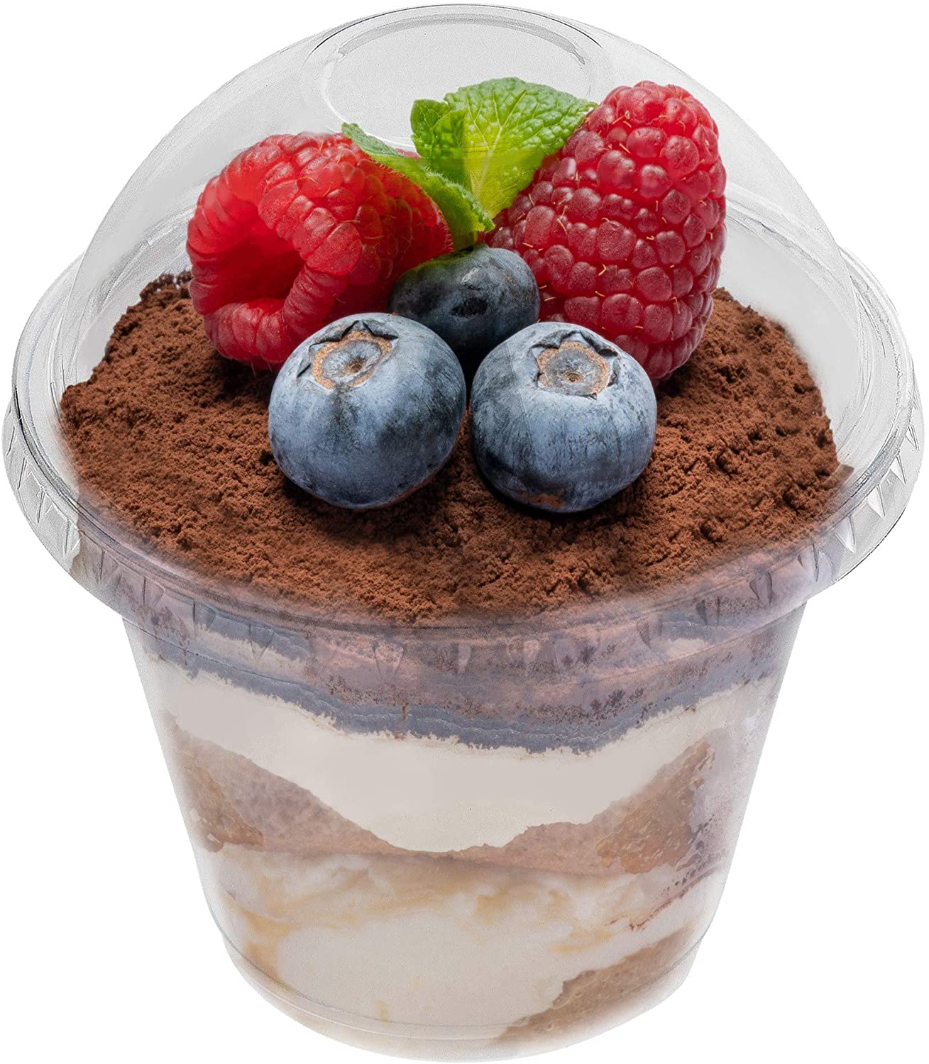 Stock Your Home 9-Ounce Treat Cups with Dome Lids (50 Count) - Plastic  Dessert Cups with Lids -Disposable and Leak-Proof - Parfait Cups with Lids  for