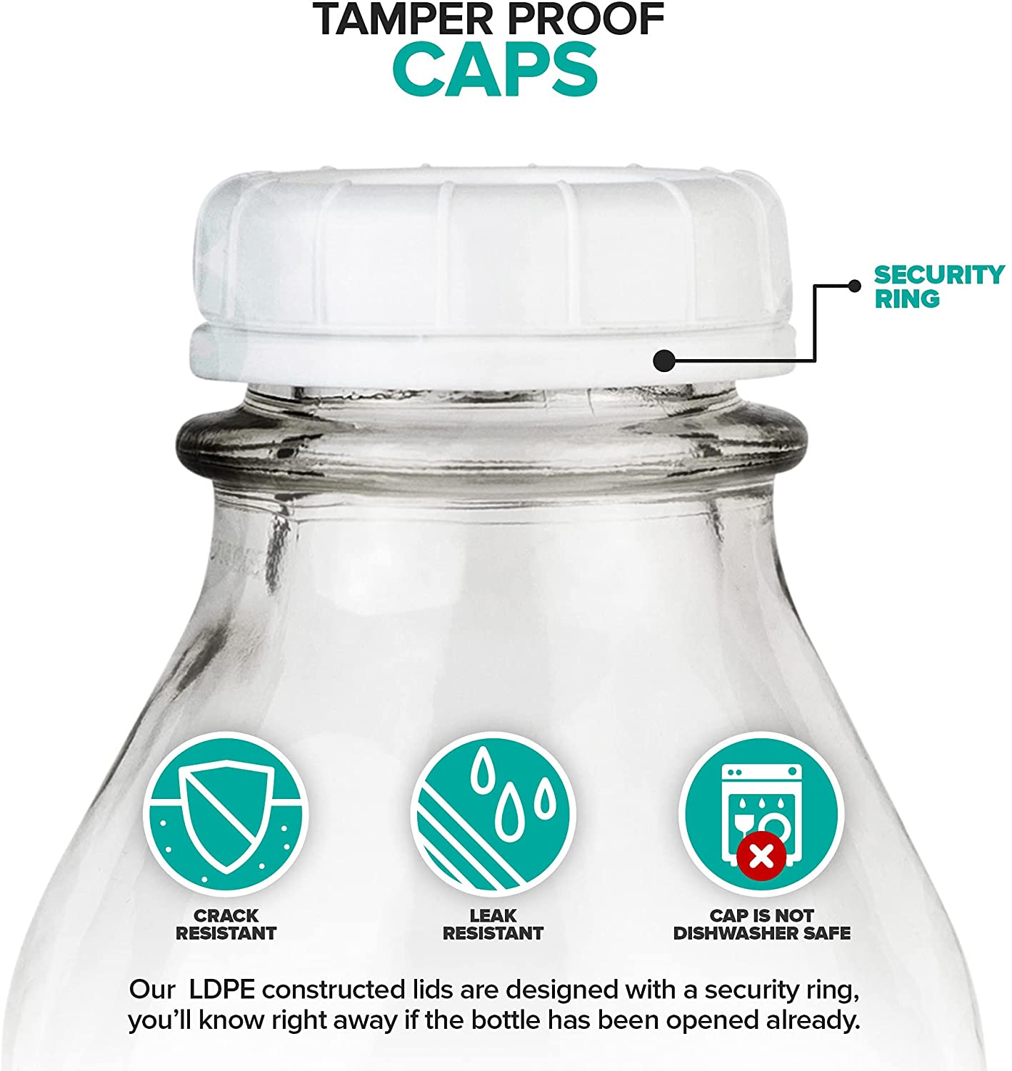 Stock Your Home 64-Oz Glass Milk Jugs with Caps (2 Pack) - 64 Ounce Fo