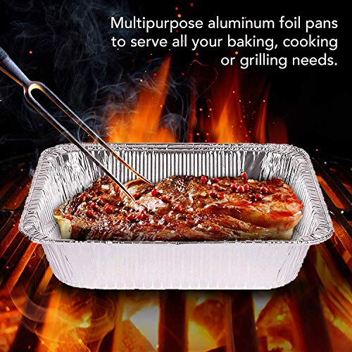 Aluminum Pans 9x13 Disposable Foil Pans (10 Pack) Half Size Steam Table Deep Aluminum Trays Tin Foil Disposable Pans Great for Cooking, Heating,