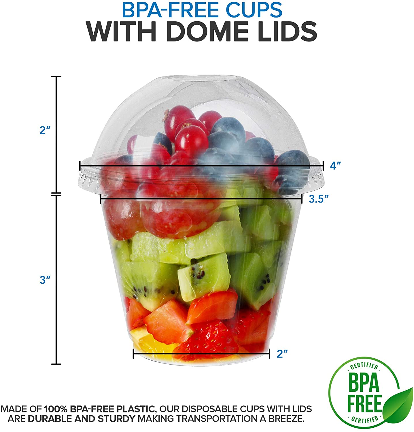 50 ct.160 oz. Disposable Plastic Salad Bowls & Lids Storage