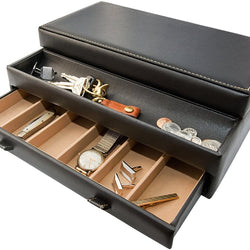 Stock Your Home Luxury Mens Dresser Valet Organizer,Black