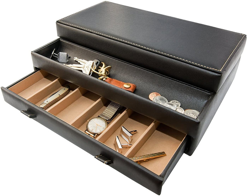 Stock Your Home Luxury Mens Dresser Valet Organizer,Black