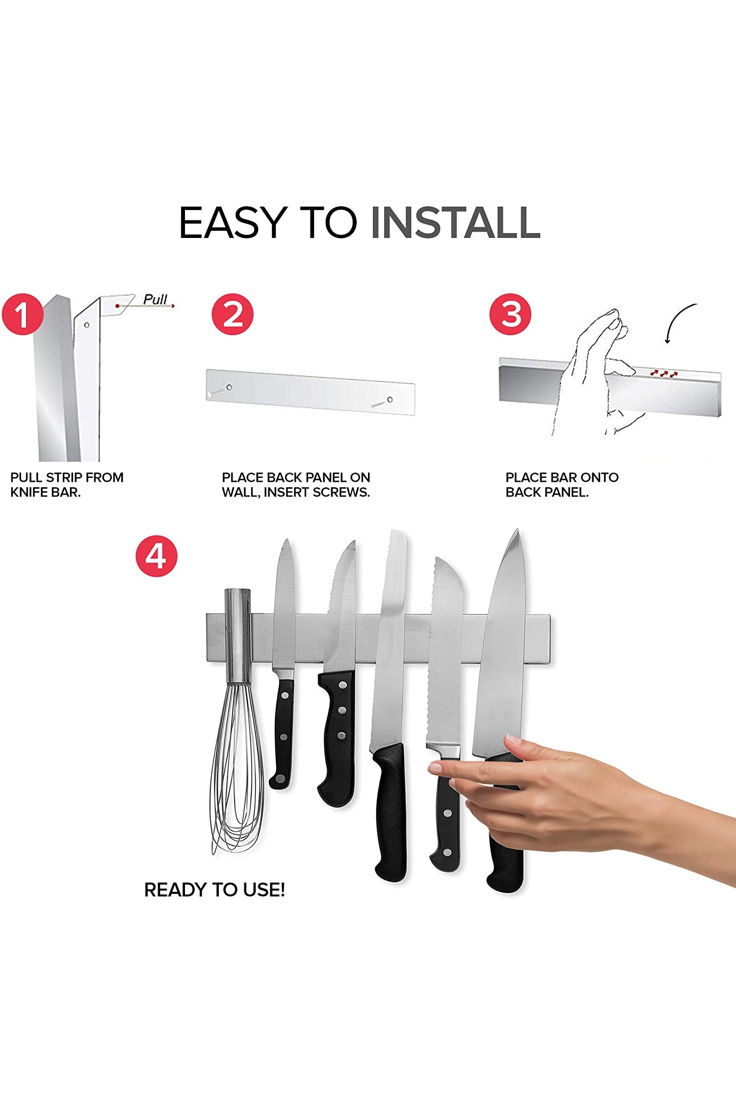 Modern Innovations 16 inch Stainless Steel Magnetic Knife Bar with