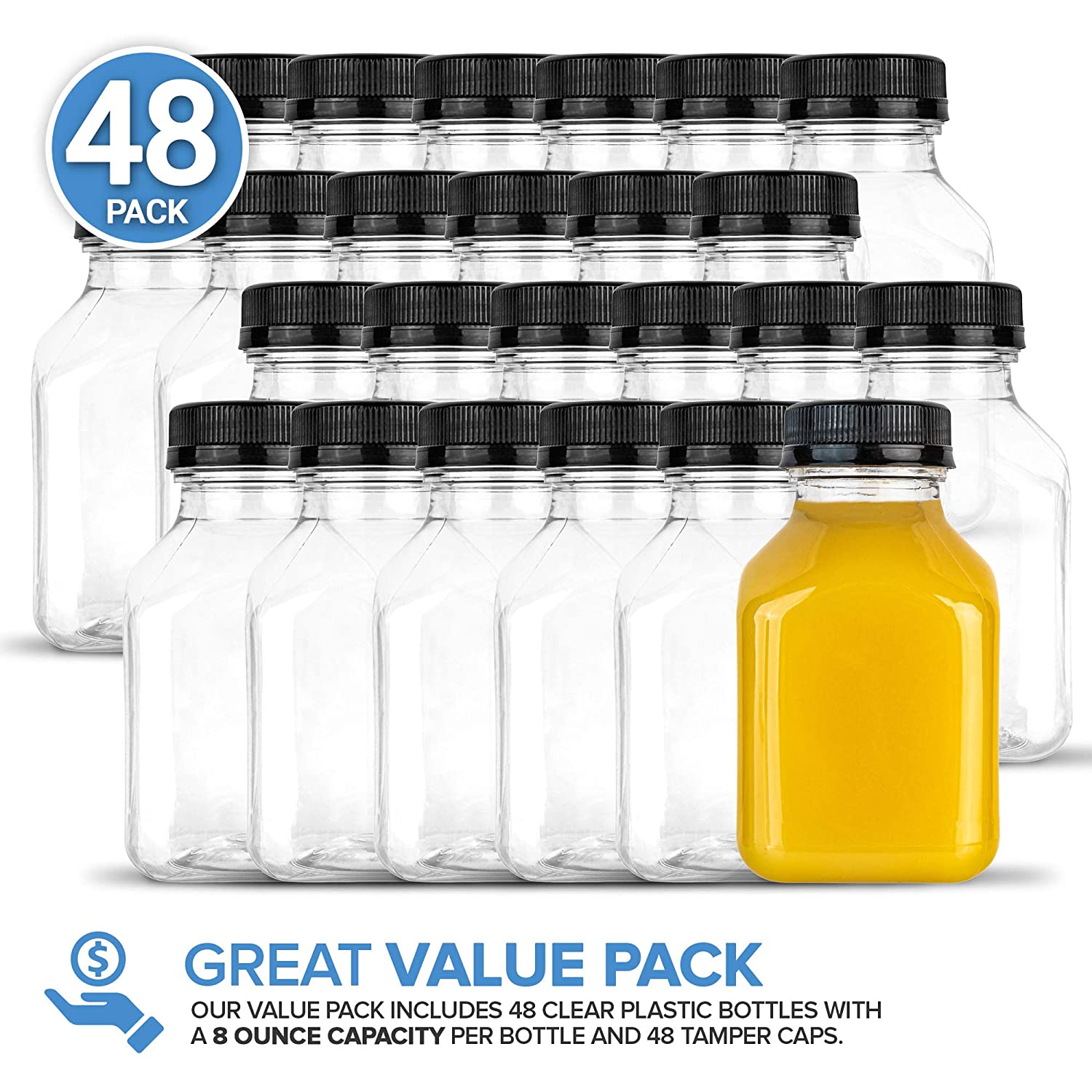 8 OZ plastic juice bottles 12 Pack - 8oz plastic bottles with caps, small juice  containers with
