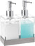 Modern Innovations Acrylic Twin Liquid Soap and Lotion Dispenser Set with Caddy - Double Soap Dispenser for Kitchen Sink - Clear Soap Dispenser for Bathroom, Shampoo, Conditioner, Body Wash